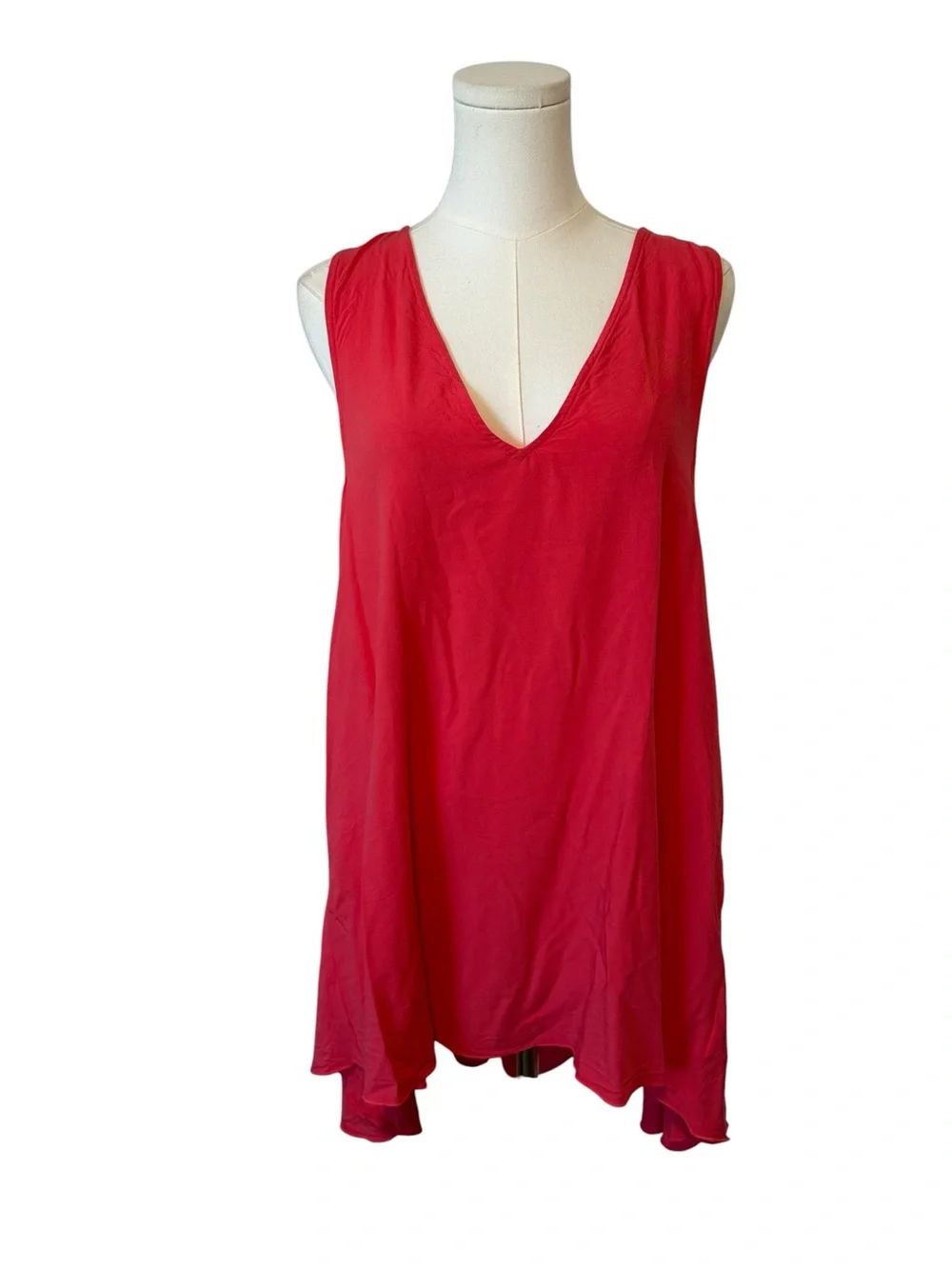 Free People Red V-Neck Swing Swim Coverup